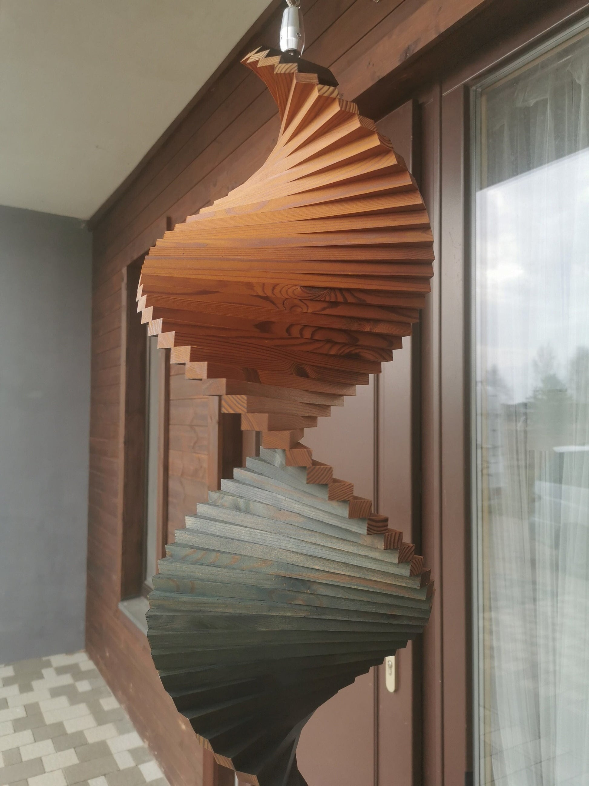 Wind spinner, Hanging Wood decor for Outdoors, Highlight House and Garden, Two Outstanding colors, 3 sizes, Patio decoration