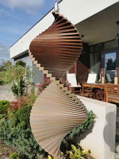 Wind spinner, Hanging Wood decor for Outdoors, Windspinner as Garden Decoration, Decor for porch or Terrace decoration, Kinetic art, 2sizes