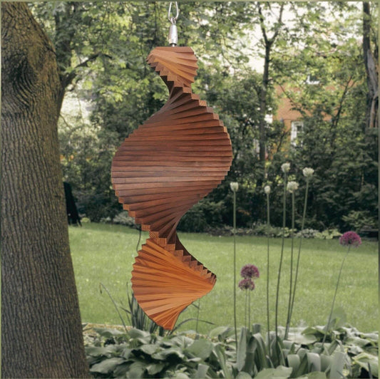 Wood Wind Spinner – Hanging Garden Decor | High-quality Outdoor Art for Porch, Patio, or House | Handmade Windmill in Natural Brown Tones