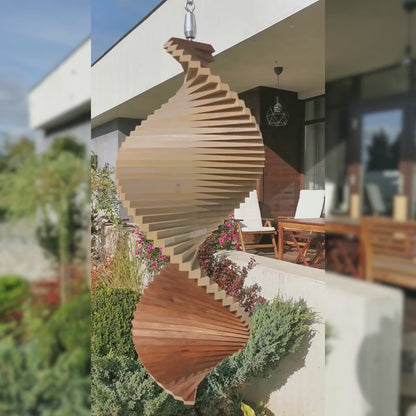 Wind spinner, Hanging Wood decor for Outdoors, Windspinner as Garden Decoration, Decor for porch or Terrace decoration, Kinetic art, 2sizes