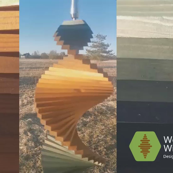 Wind spinner, Hanging Wood decor for Outdoors, Highlight House and Garden, Two Outstanding colors, 3 sizes, Patio decoration