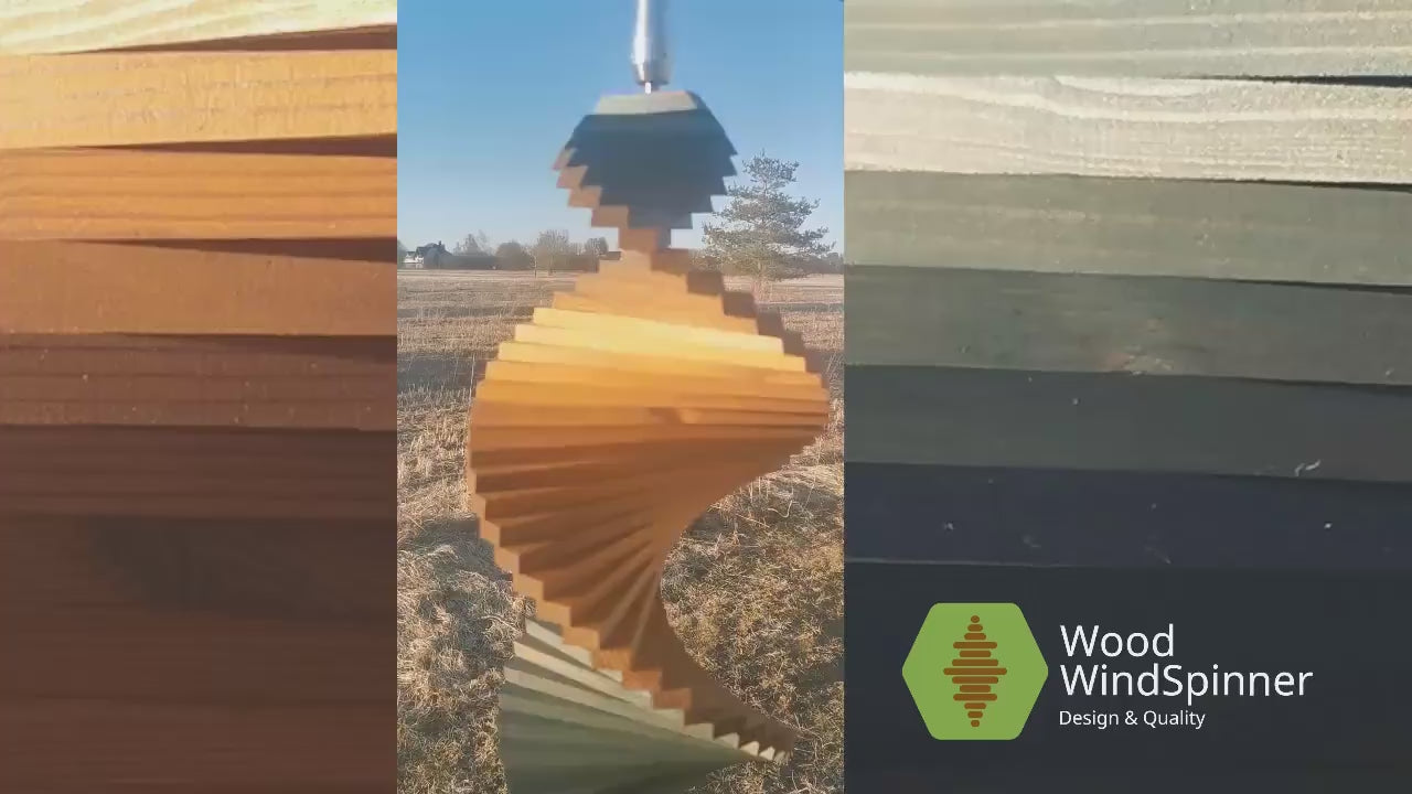 Wind spinner, Hanging Wood decor for Outdoors, Highlight House and Garden, Two Outstanding colors, 3 sizes, Patio decoration